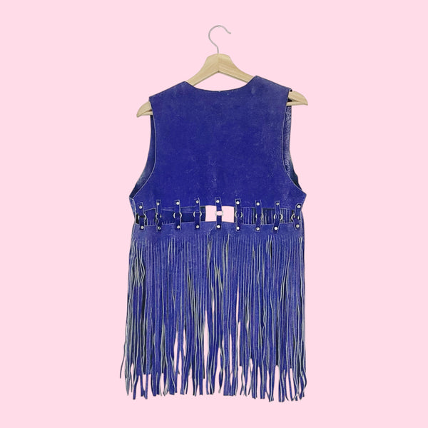 60S / 70S PURPLE SUEDE FRINGE VEST (M)