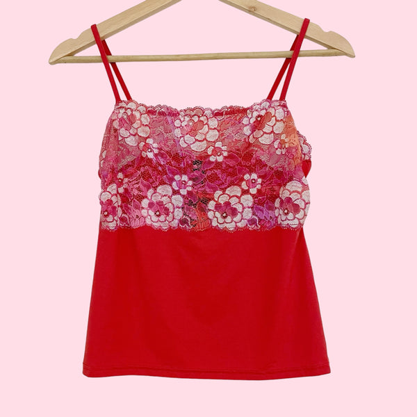 FLORAL LACE BUST TANK TOP (M)