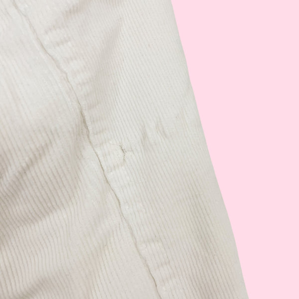 WHITE CORDUROY JACKET W/ FAUX FUR TRIM (XS/S)