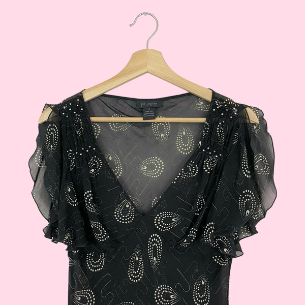 PRINTED SHEER SILK BLOUSE (S)