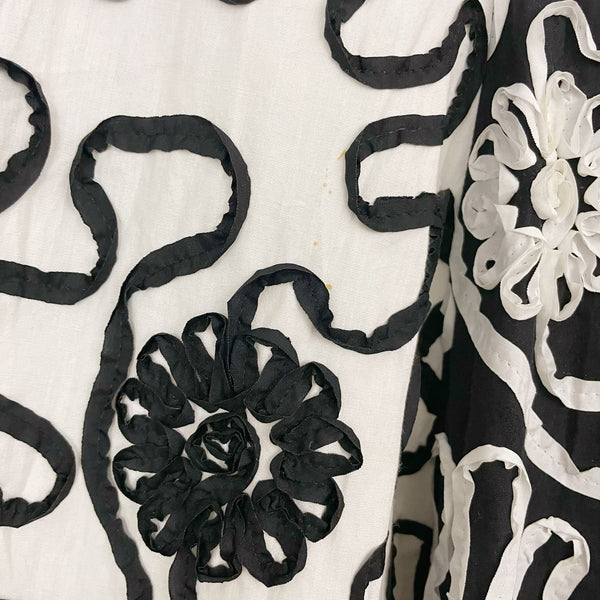 ALBERTO MAKALI BLACK + WHITE RIBBON FLORAL SKIRT (6)