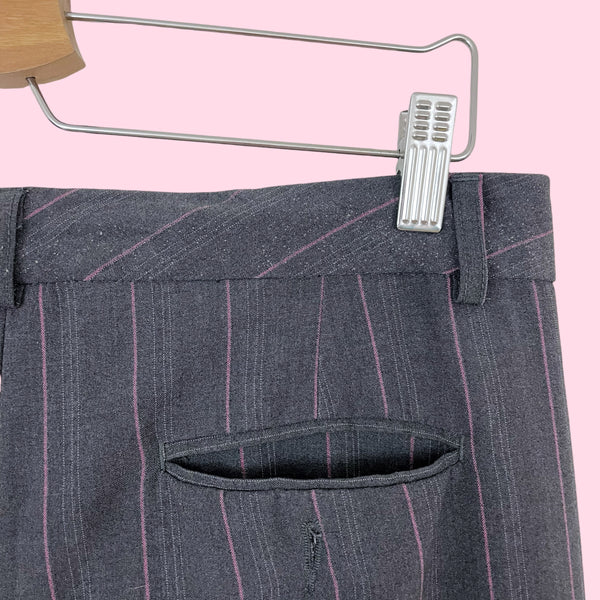 GRAY + PINK PINSTRIPE OFFICE PANTS (12)