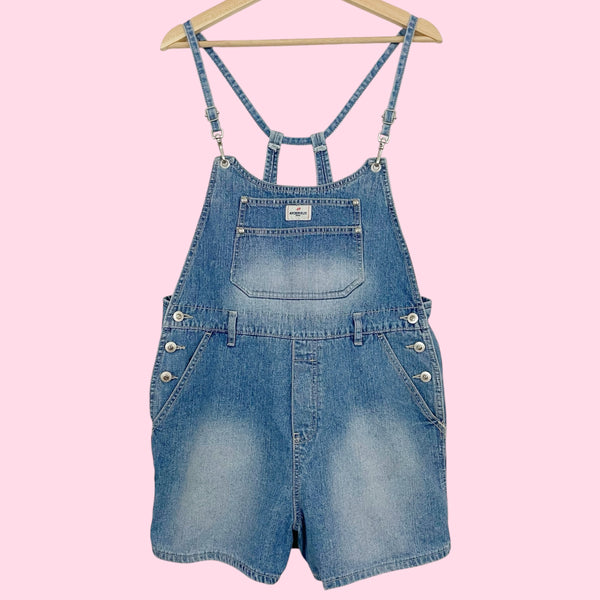 90S DENIM OVERALL SHORTS (L)