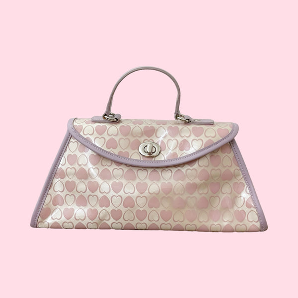 PASTEL HEART PRINT VINYL PURSE