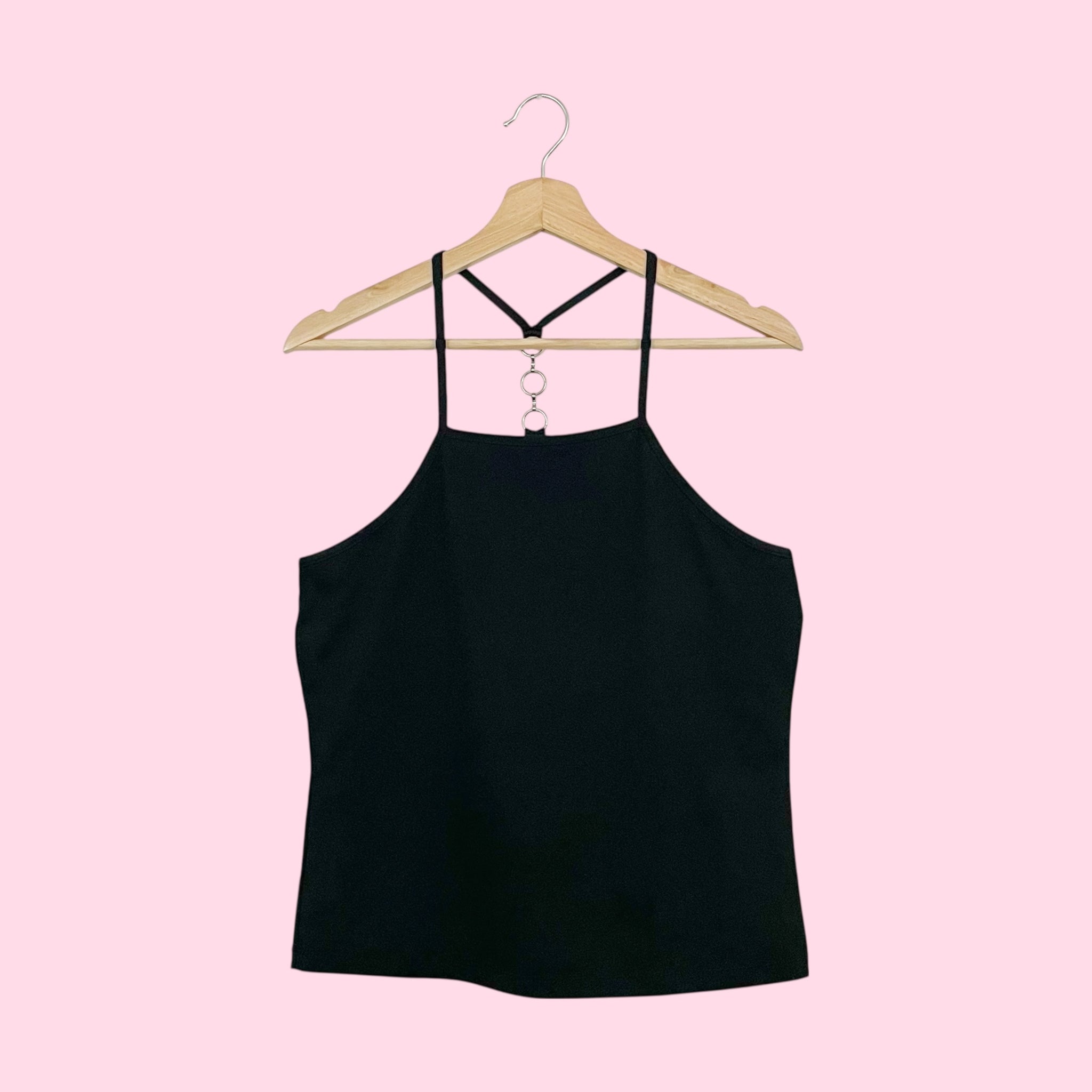 BLACK RACERBACK TANK W/ CHAIN STRAP (M)