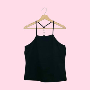 BLACK RACERBACK TANK W/ CHAIN STRAP (M)