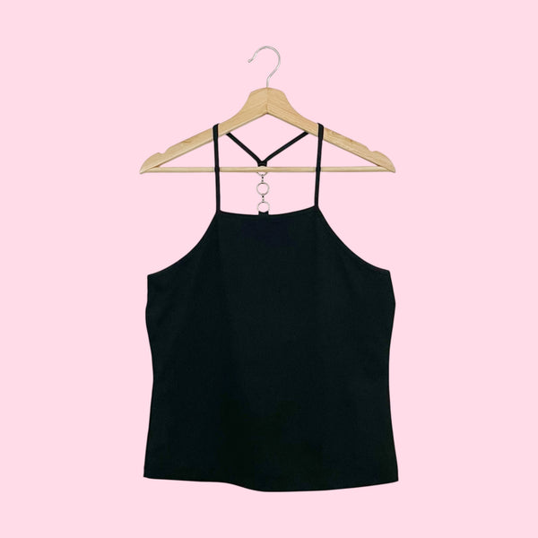 BLACK RACERBACK TANK W/ CHAIN STRAP (M)
