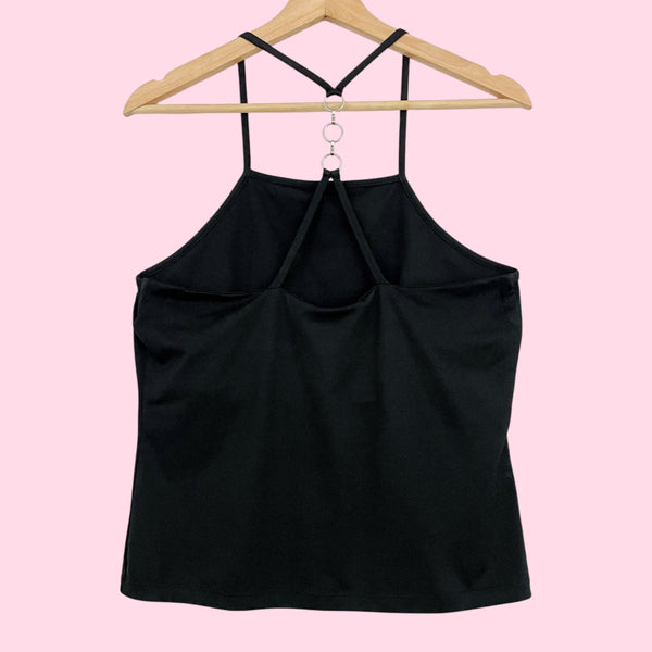 BLACK RACERBACK TANK W/ CHAIN STRAP (M)