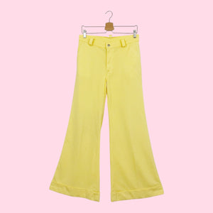 70s LEVI'S FOR GALS YELLOW PLAID BELLBOTTOMS (30)