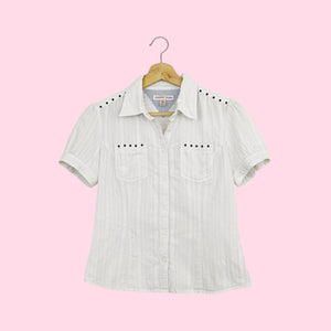 TOMMY JEANS WHITE STUDDED BLOUSE (M)