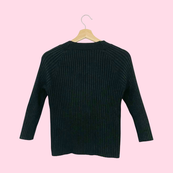 Black Ribbed Sweater W/ Buckle (M/L)