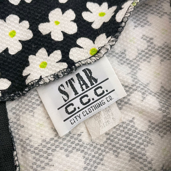 Black Daisy Print Mini Dress (S)