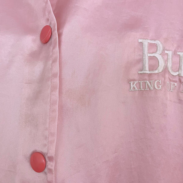 90s Budweiser Pink Embroidered Satin Jacket (L)