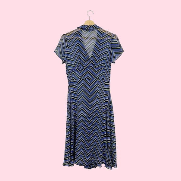 BETSEY JOHNSON SILK CHEVRON MIDI DRESS (6)