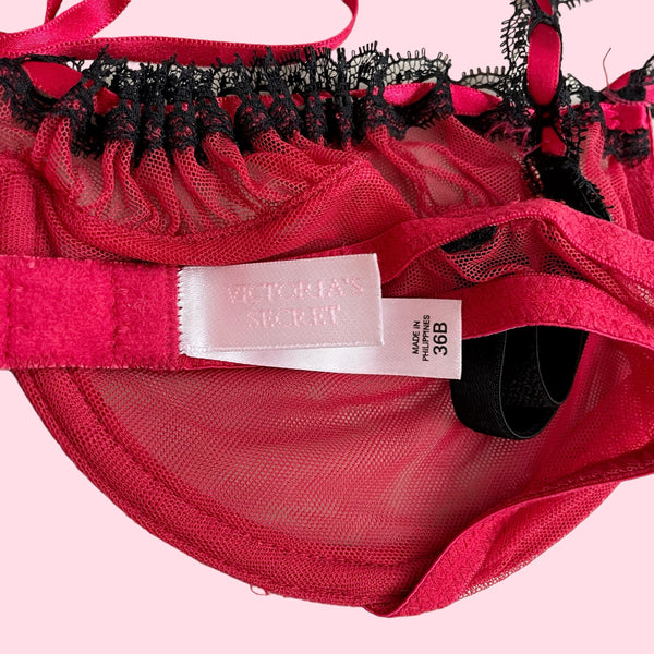 VICTORIA'S SECRET RED MESH BRA (36B)