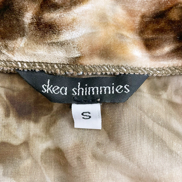 SKEA SHIMMIES BROWN TIE DYE VELVET TOP (S)