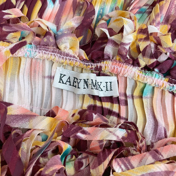 Y2K PRINTED FRINGE OFF SHOULDER BLOUSE (1X)