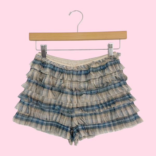 Uo Plaid Mesh Bloomer Shorts (S/M)