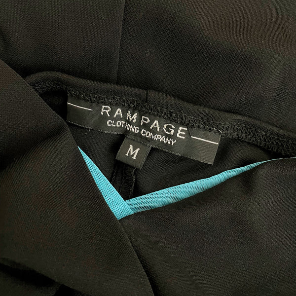 BLACK + AQUA BEADED FLORAL HALTER MIDI DRESS (S)