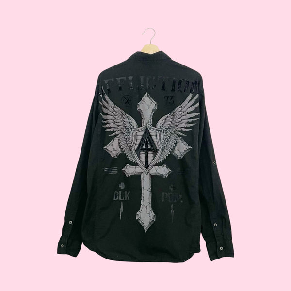 Affliction Black Premium Winged Cross Shirt (XL)