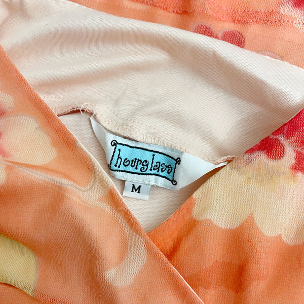 PEACH FLORAL MESH TANK (S/M)