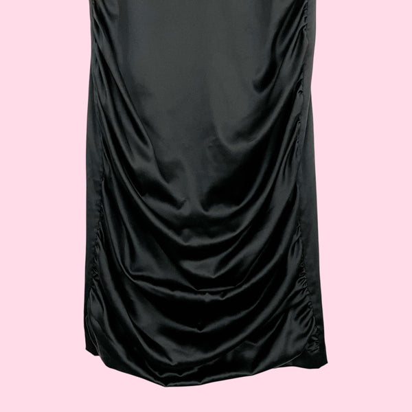 BETSEY JOHNSON EVENING BLACK RUCHED MIDI DRESS (6)