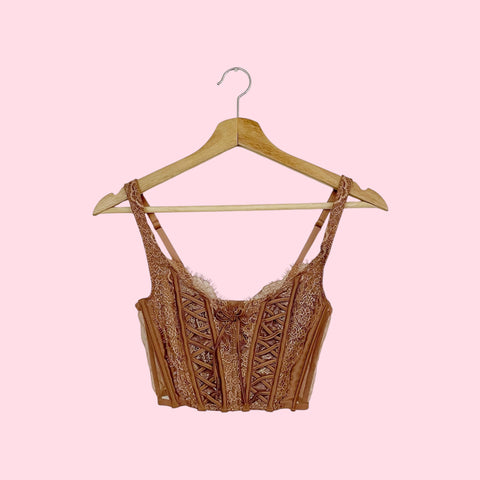 VICTORIA'S SECRET METALLIC BROWN BUSTIER (XS)