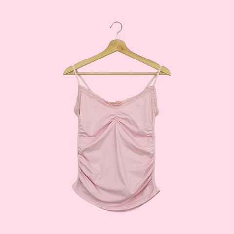 GUESS LIGHT PINK RUCHED TANK (M)