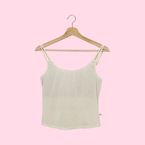 CREAM PERFORATED TANK TOP (M)