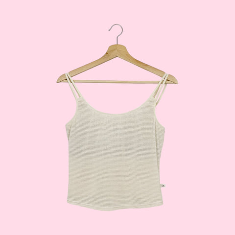 CREAM PERFORATED TANK TOP (M)