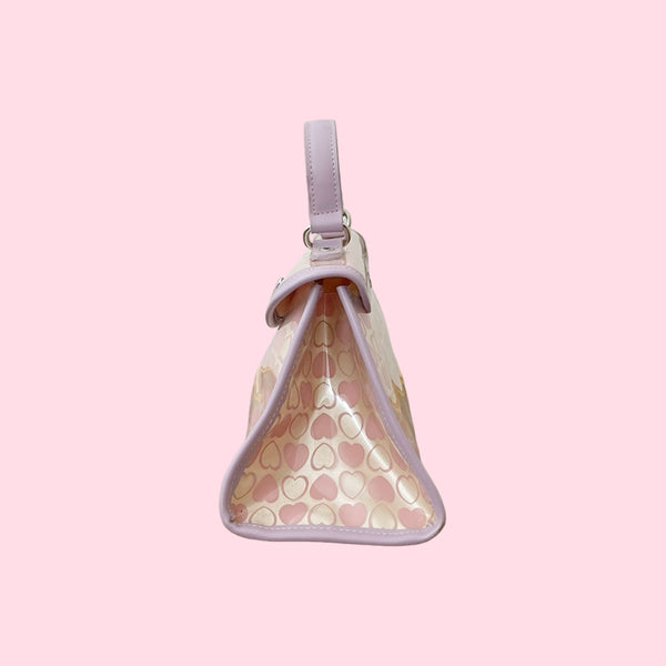 PASTEL HEART PRINT VINYL PURSE