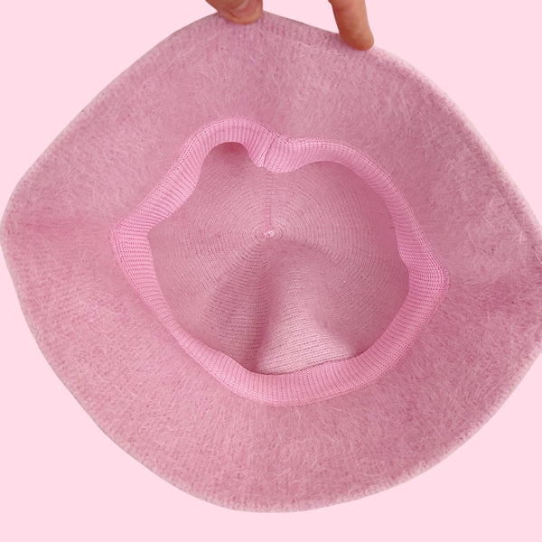 KANGOL PINK ANGORA BUCKET HAT