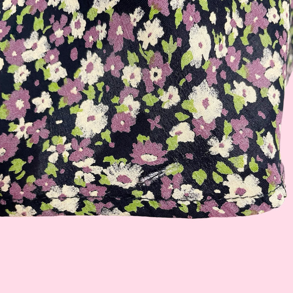 NAVY FLORAL MAXI WRAP SKIRT (M)