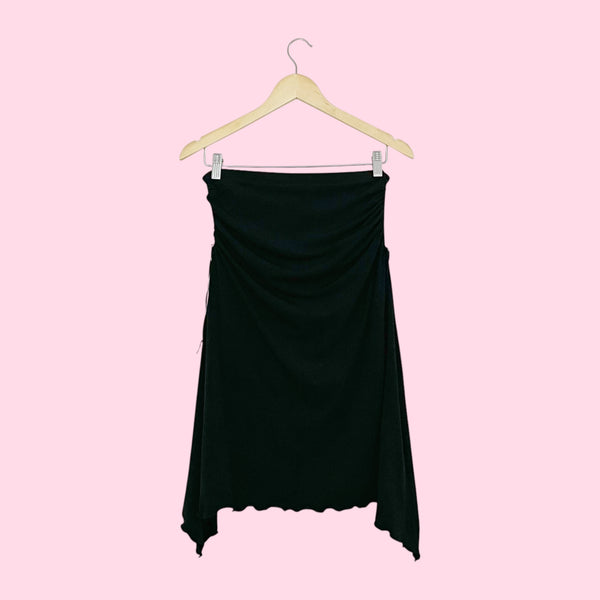 RUCHED STRAPLESS MINI DRESS (XS)