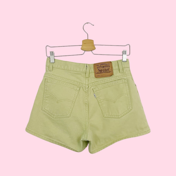 90S LEVI'S GREEN EXPOSED BUTTON FLY SHORTS (29)