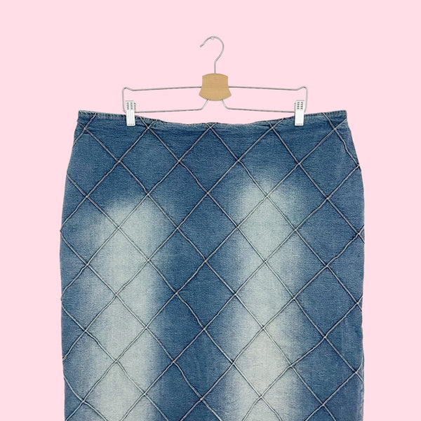 PATCHWORK DENIM MAXI SKIRT (22W)