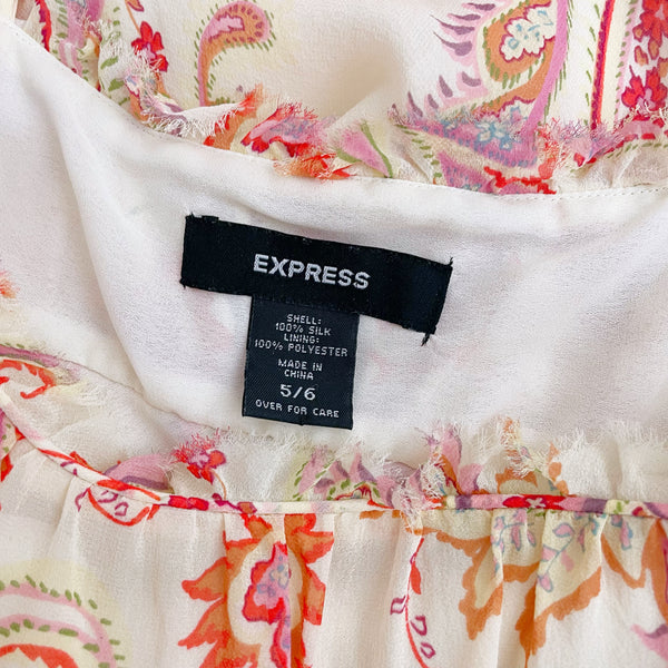 CREAM PAISLEY SILK MIDI DRESS (S)