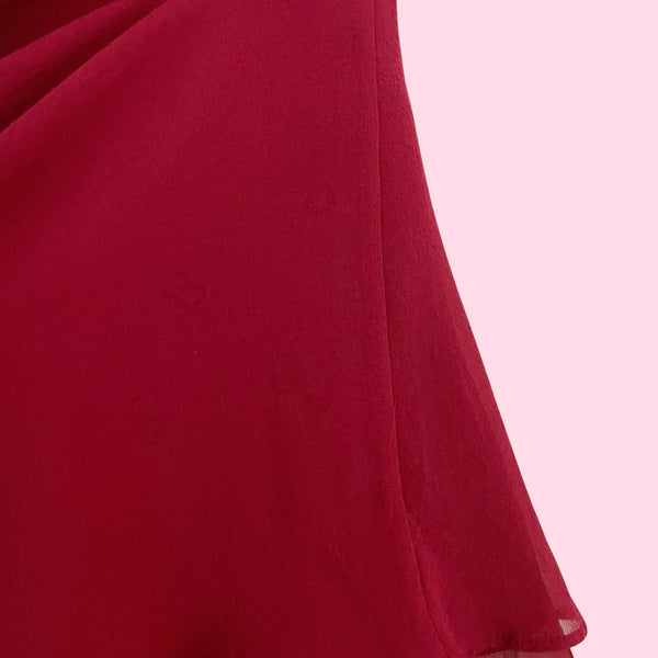 BEBE BURGUNDY SILK MINI SKIRT (L)
