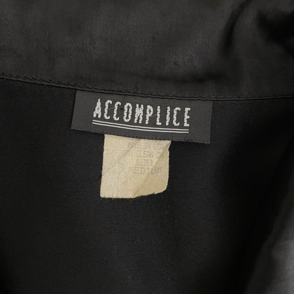 BLACK SATIN TIE FRONT CROPPED BLOUSE (S/M)