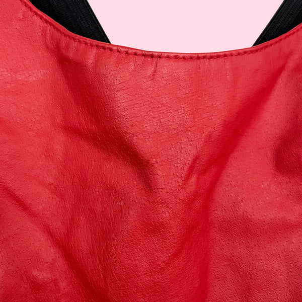 RED LEATHER MINI DRESS (2)
