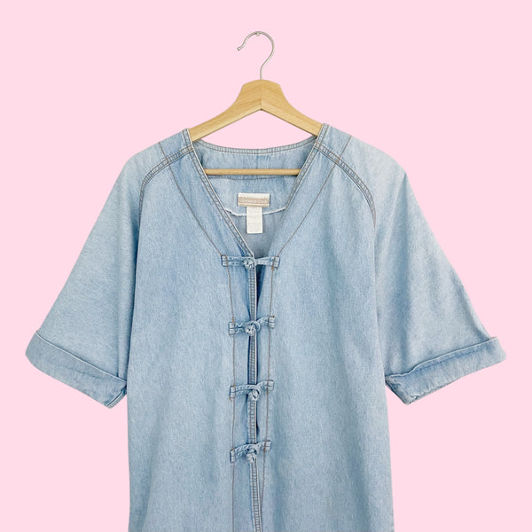 DENIM TOGGLE KNOT BLOUSE (S)