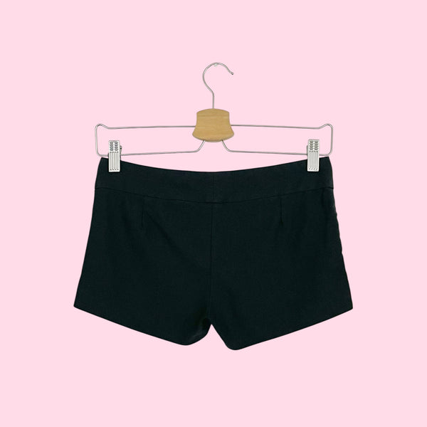BLACK LOW RISE MICRO MINI SHORTS (XS/S)