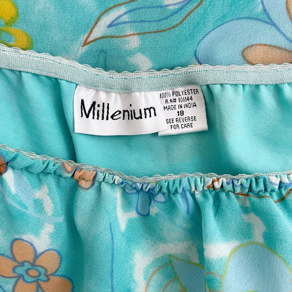 AQUA FLORAL PRINT ASYMMETRICAL MIDI SKIRT (18)