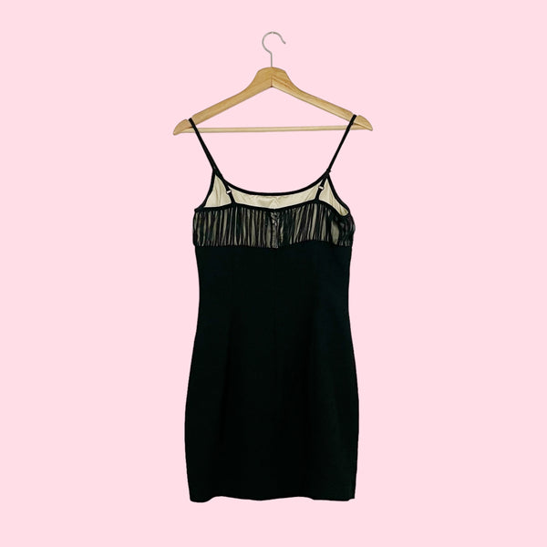 BEBE GATHERED MESH BUST MINI DRESS (XS)