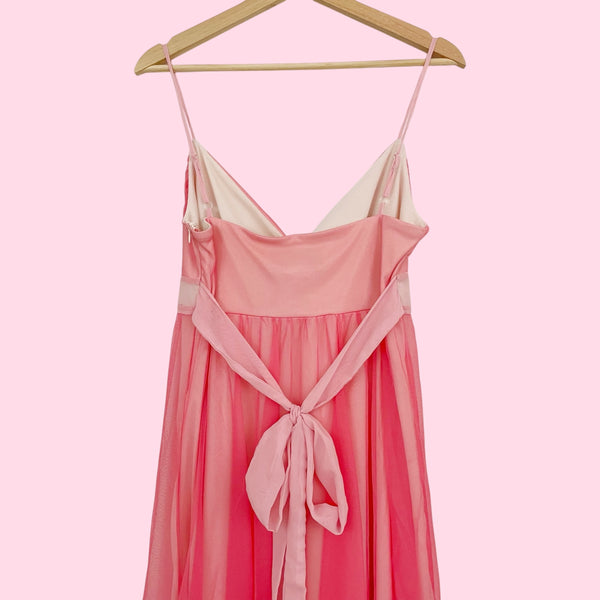 Y2K PINK MESH TIE BACK DRESS (M)