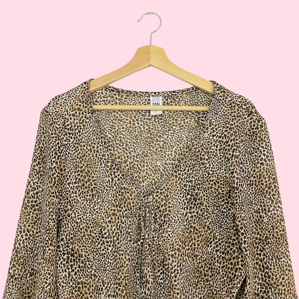 Leopard Print Bell Sleeve Blouse (3XL)