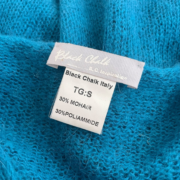 Dark Teal Mohair Cardigan w/ Iridescent Speckle (S)