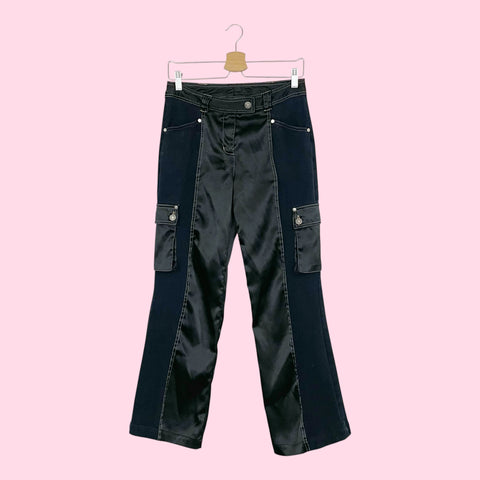 CACHE BLACK SATIN PANEL CARGO PANTS (4)