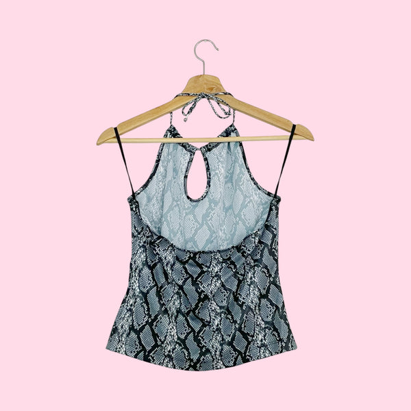 GRAY SNAKE PRINT KEYHOLE TANK (M)