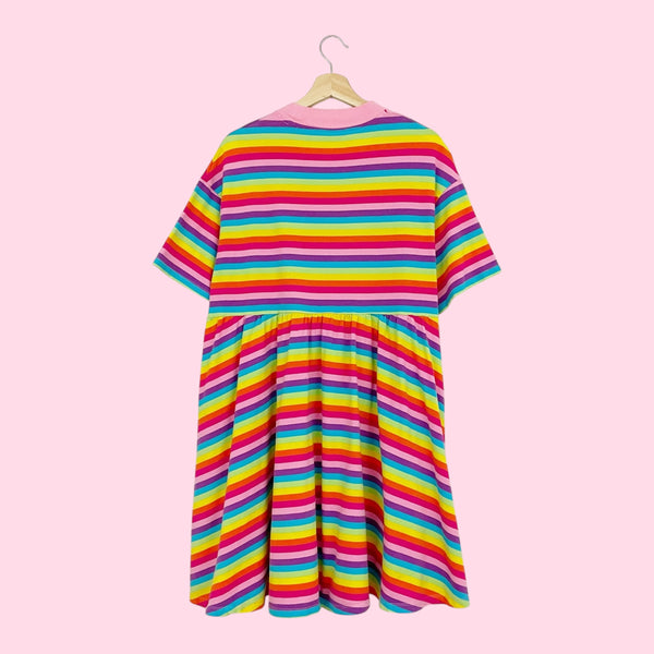 LAZY OAF RAINBOW STRIPED SALLY SACK DRESS (M/L)